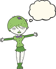 cartoon vampire girl with thought bubble