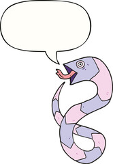 hissing cartoon snake and speech bubble