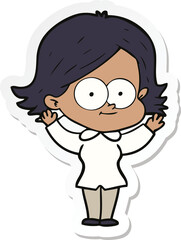 sticker of a happy cartoon girl