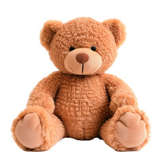 Obraz premium A teddy bear is sitting. Isolated on transparent background, PNG