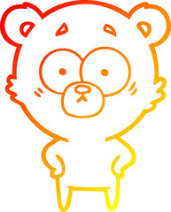 warm gradient line drawing surprised bear cartoon