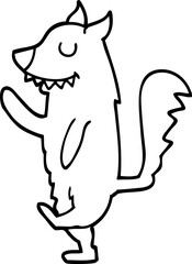 line drawing cartoon fox walking
