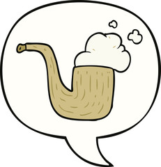 cartoon old smoking pipe and speech bubble