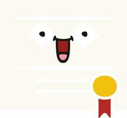 flat color retro cartoon graduation diploma