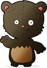cartoon little black bear waving