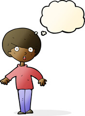 cartoon surprised man with thought bubble