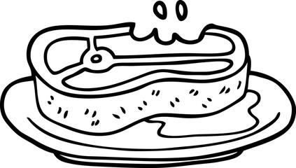 line drawing cartoon well cooked meat