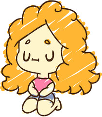 Content Woman Chalk Drawing