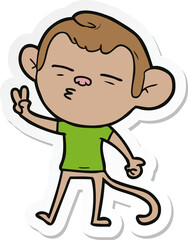 sticker of a cartoon suspicious monkey