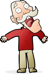 cartoon terrified old man