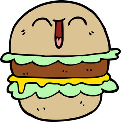 hand drawn doodle style cartoon burger