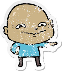 distressed sticker of a cartoon creepy guy