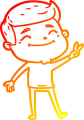 warm gradient line drawing happy cartoon man