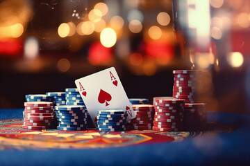 Luxurious restaurant casino las vegas vip night Generative AI poker slots cards roulette players gamers.