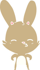 curious bunny flat color style cartoon