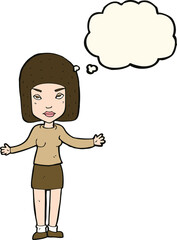 cartoon annoyed woman with thought bubble