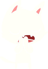 talking cat flat color style cartoon