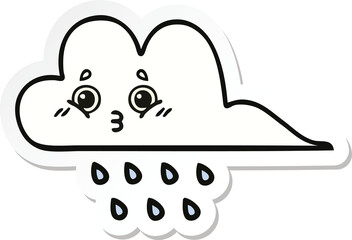 sticker of a cute cartoon rain cloud