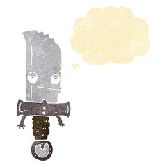 knife cartoon character with thought bubble