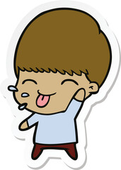 sticker of a cartoon calm boy