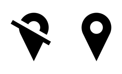 Black Location Pointer Pin or You Are Here On Off Marker Hotspot Symbol Sign Icon Set. Vector Image. - obrazy, fototapety, plakaty