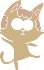 happy flat color style cartoon cat dancing