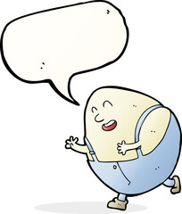 cartoon humpty dumpty egg character with speech bubble