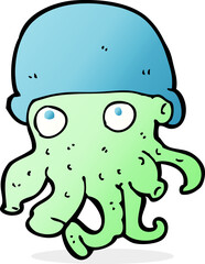 cartoon alien head wearing hat