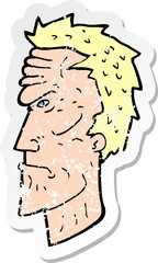 retro distressed sticker of a cartoon angry face