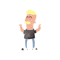 retro cartoon celebrating man