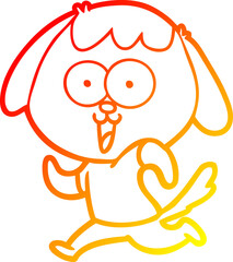 warm gradient line drawing cute cartoon dog