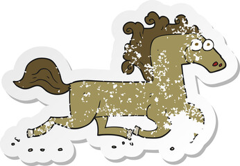 retro distressed sticker of a cartoon running horse