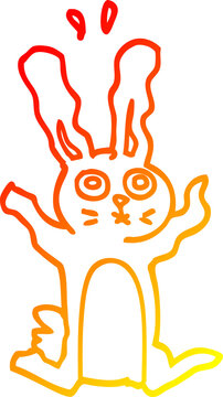 recommend clip art: warm gradient line drawing cartoon excited rabbit