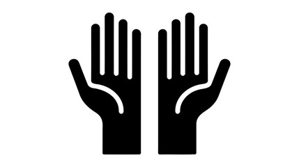 Open palms. Hands request help sign. Concept of donation, request and hope. Vector linear icon isolated on white background.