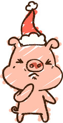 Christmas Pig Chalk Drawing