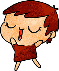 textured cartoon of cute kawaii short haired girl