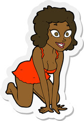 sticker of a cartoon funny sexy woman