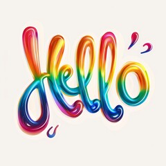 Hello Rainbow Text, Greeting Spectrum Word, Welcome Lettering, Hello Message Concept