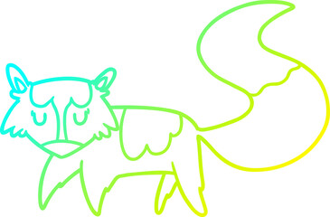 cold gradient line drawing cartoon fox