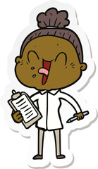 sticker of a cartoon happy old woman