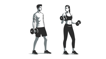 Gym workout silhouette collection. human fitness vector illustration set on white background