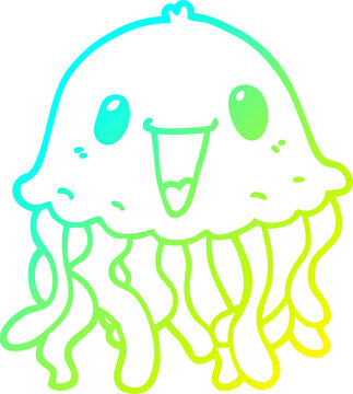 recommend clip art: cold gradient line drawing cartoon jellyfish