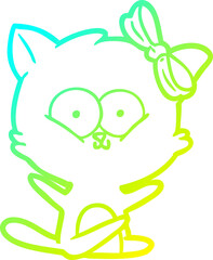 cold gradient line drawing cartoon cat