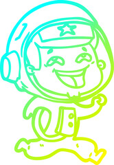 cold gradient line drawing cartoon laughing astronaut