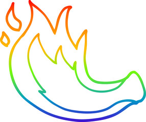 rainbow gradient line drawing cartoon gas flame