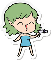sticker of a cartoon elf girl