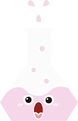 flat color retro cartoon science beaker