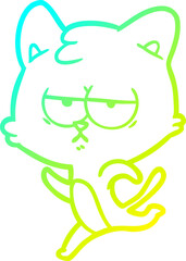 cold gradient line drawing bored cartoon cat