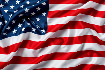 the American flag waving in the wind