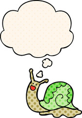cute cartoon snail and thought bubble in comic book style